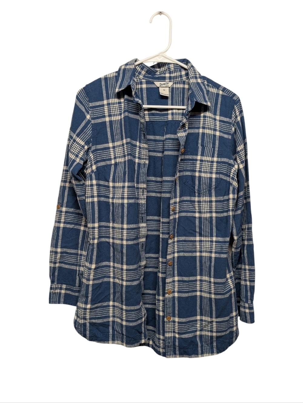DULUTH Trading Co Women's Plaid Blue Button-Up Shirt (XS)